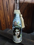 Butelka lampka  decoupage ozdobna 