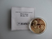 Sto lat złotego, 100 złoty 1924, moneta platerowana złotem