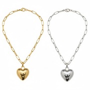 Naszyjnik Łańcuch Stal Szlachetna Serce Złoto/Srebro