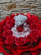 bukiet jadalny ze slodyczy! maly z misiem! WALENTYNKI