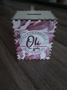 Skarbonka imienna dla Oli nowa oszczędności Oli na mały shopping drewniana