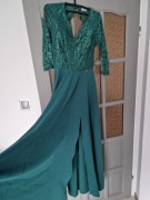 Zielona butelkowa sukienka długa maxi druhna studniówka sylwester