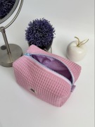 Quilted Essential Boxy Pouch - Waffle fabric (pink color)