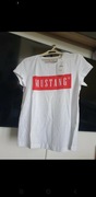 Biała bluzka S/36 Mustang t-shirt koszulka z krótkim rękawem classic