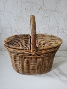 Duży Solidny Piknikowy Kosz Wiklinowy Prezent dla Mamy Babci Taty BOHO