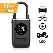 POMPKA AKUMULATOROWA LCD 150 PSI 10 BAR DO AUTA ROWERU PIŁEK LED
