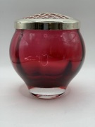 Szklany wazon Ikebana w kolorze rubinowym
