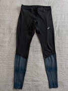 Czarne wzorzyste spodnie legginsy sportowe Asics S