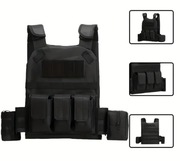 Kamizelka taktyczna koloru czarnego z kieszeniami. Policja, ochrona.