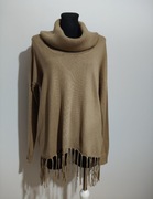 Beżowy kamelowy sweter z golfem marki Michael Kors używany roz 38 oversize