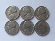 Zestaw 6 monet USA - 5 Centów (Nickel) - Jefferson