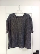 stara retro vintage z czasów prlu bluzka czarna cekinowa z rękawem 42