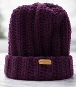 Czapka handmade fiolet  ŚLIWKA ręcznie robiona na szydełku