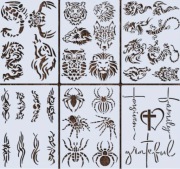 SZABLON DO TATUAŻU WIELOKROTNEGO UŻYTKU RÓŻNE WZORY 6 ARKUSZY