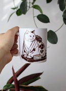 Kubek Puszysty Kot w kimonie w kwiaty i sushi 330ml 