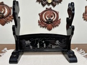 Japoński stojak na trzy miecze katana wakizashi z epoki Edo/Menji