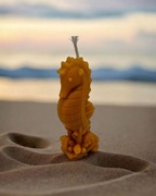 Świeca z naturalnego wosku pszczelego Konik Morski Zielony Świecownik