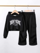 Czarny komplet New York zestaw bluza + spodnie r. 104 