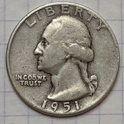 0867 USA 25 centów QUARTER 1951 srebro  