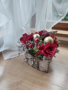 Kompozycja świąteczna na grób, stroik świąteczny na cmentarz 