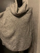 H&M sweter tunika oversize z golfem moher wełna gruby duży off shoulder 