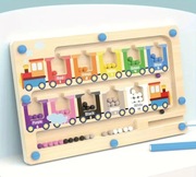 Edukacyjna magnetyczna tablica z kolorowym pociągiem Montessori 