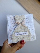 Kartka z okazji ślubu z suknią ślubną koronkowa delikatna handmade 