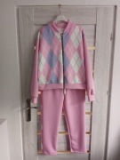 Dres masełko , romby ,bluza zapinana, spodnie lampasy.
