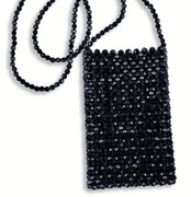 Mała torebka czarna sylwestrowa imprezowa etui na telefon koraliki 