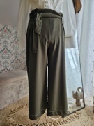 Spodnie damskie szerokie nogawki khaki wide leg M / L elegant chic kuloty