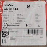 Klocki hamulcowe GDB1844 TRW tył OPEL Astra J 1.6  inne 