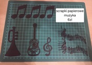 Scrapki papierowe muzyka nuty gitara klucz wiolinowy dekoracje