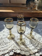 Kieliszki 4 szt, czarne szkło,  lata 60.