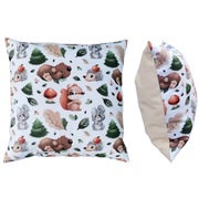 Poszewka 40x40 cm Jeż zając miś grzybki Las - Bawełna