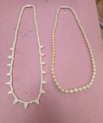 2x naszyjnik z kości szlachetnej rękodzieło PRL stara biżuteria korale