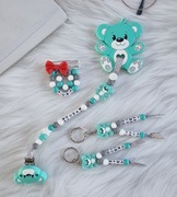 Zestaw zawieszka do smoczka+gryzak+przypinka+2x brelok 