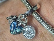 PANDORA potrójny charms - aparat, serce, kompas - srebro