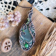 Miedziany wisior z fluorytem