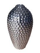 srebrny błyszczący pękaty wazon 25 cm
