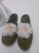 Kapcie papcie laczki handmade ręcznie robione koronka khaki 39
