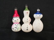 3 bombki choinkowe BAŁWANKI PRL szklane kształtki vintage 