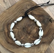 Bransoletka na noge muszle kauri akrylowe koraliki