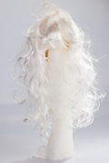 Peruka Długa Biała Kręcona z Grzywką