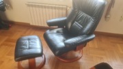 Fotel skórzany z podnozkiem