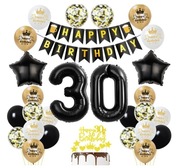 Zestaw balonów na 30 urodziny dla mężczyzny czarno złoty baner nowy