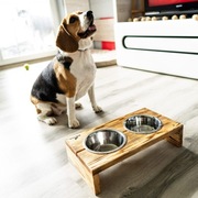 Drewniany stojak na miski dla średniego psa M Nobledog