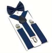 Zestaw chłopięcy chłopiec dla chłopca 2-6 lat Szelki Muszka granat nowy