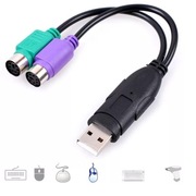 Przejściówka 2x PS/2 na USB koloru czarnego do klawiatury myszki czytnika