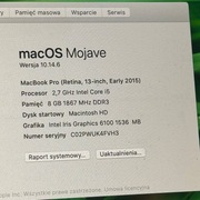 MacBook Pro Retina 13” (Early 2015) 8 GB RAM / 125+ 256 GB /- stan bdb