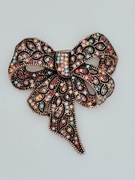 Broszka kokarda kolorowe cyrkonie vintage retro 